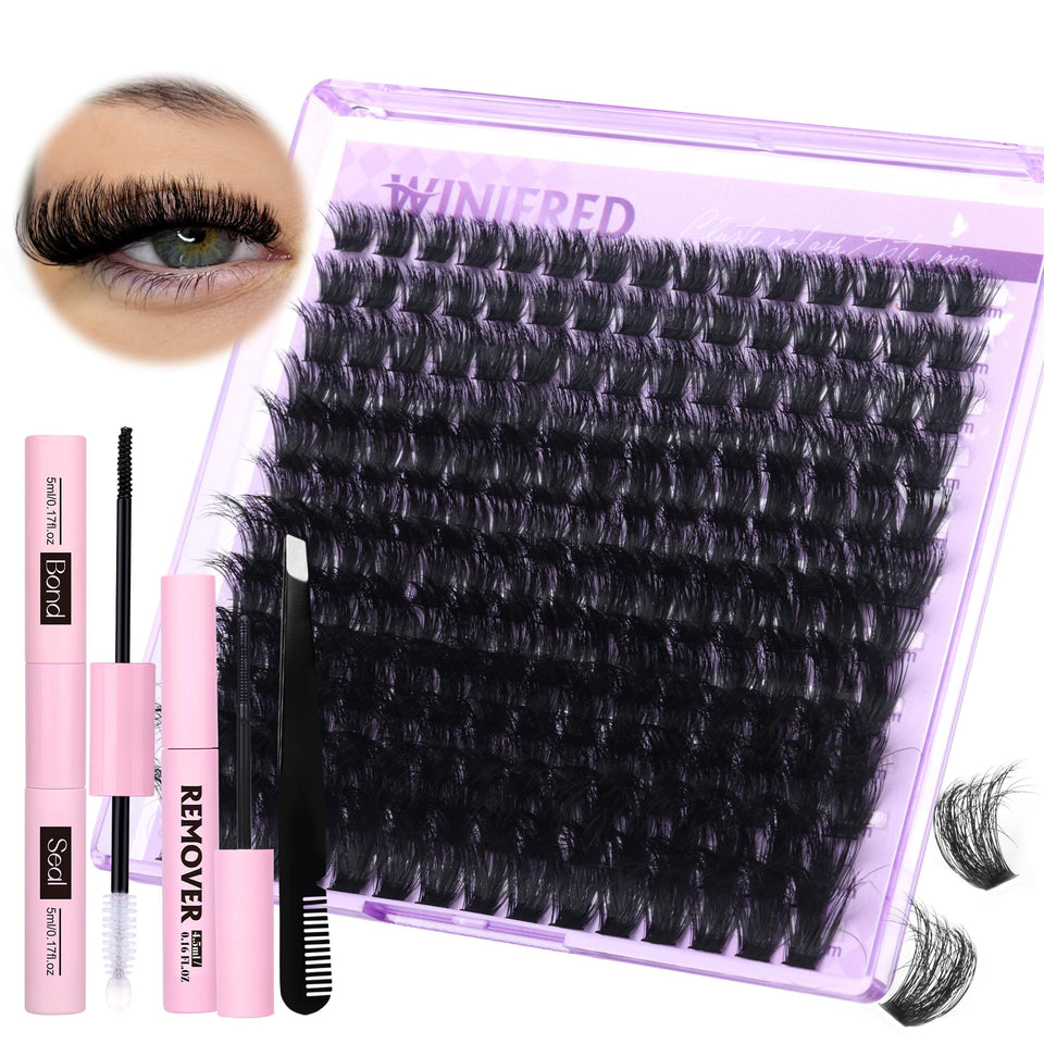 Winifred 100D thick lash clusters, 240pcs, for voluminous at-home looks