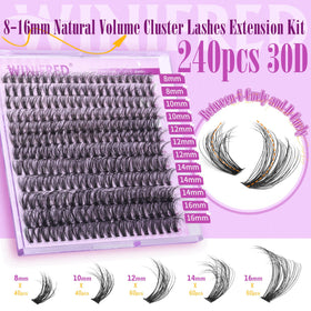 Winifred 30D natural full lash clusters 8-16mm for fluffy volume.