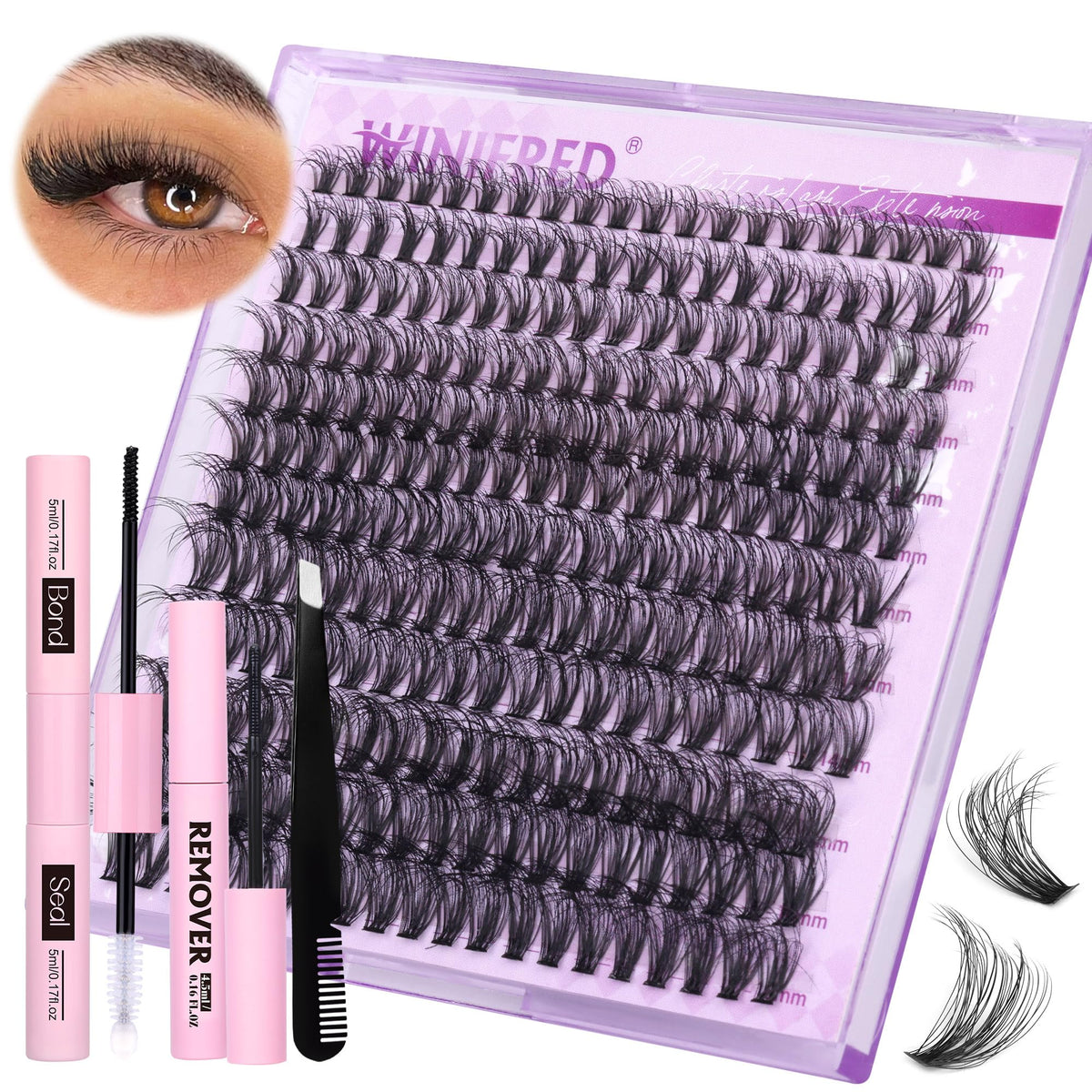 Winifred lash clusters kit bundle for at-home DIY lash extensions.