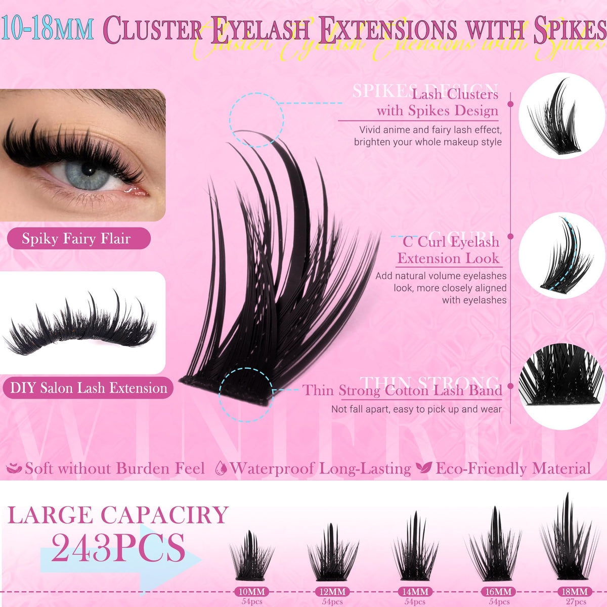Winifred feathery C curl lashes in premium synthetic fibers feel light