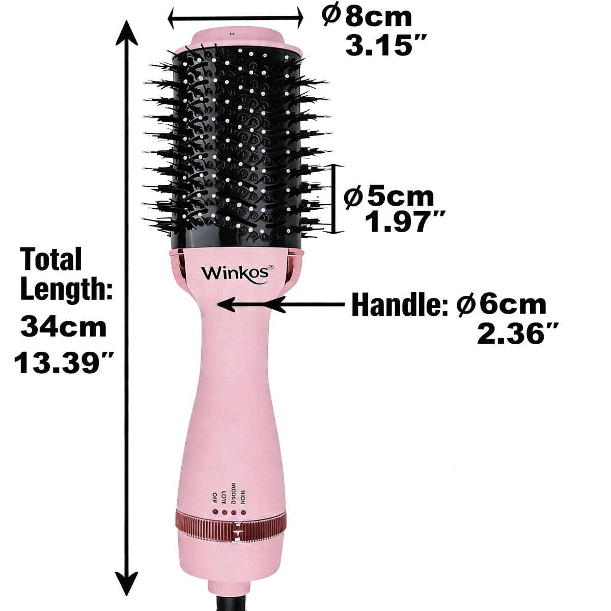 Winkos round brush with mixed bristles detangles and adds shine
