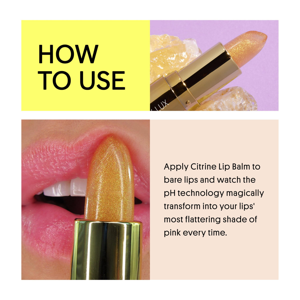 Winky Lux Citrine Glimmer Balm packaging with pink coconut fragrance and moisturizing feel.