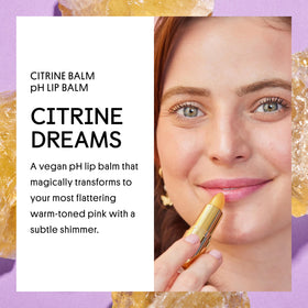 Winky Lux Citrine Glimmer Balm swatch reveals warm pink tint and shimmer.