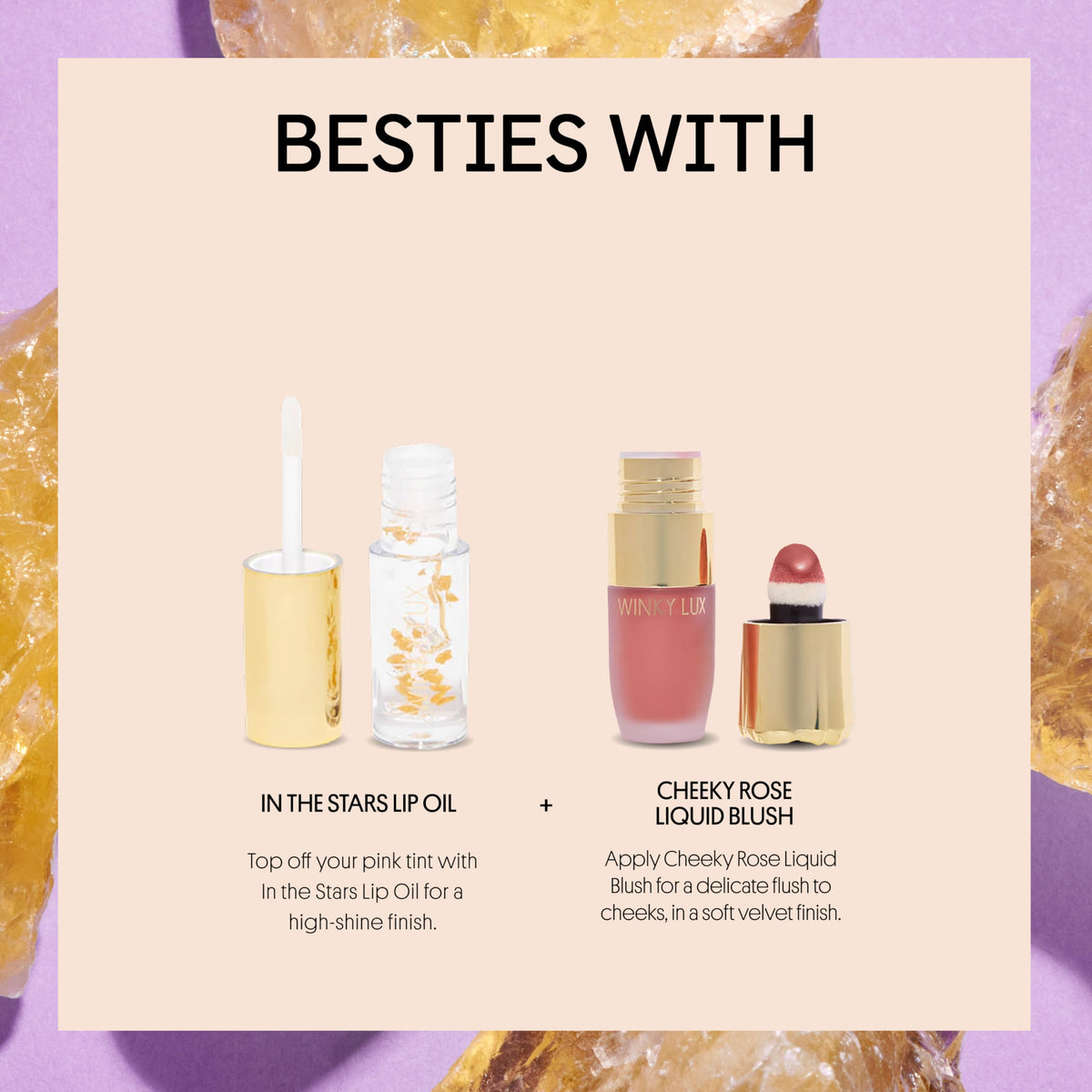 Winky Lux Citrine Glimmer Balm on vanity suggests everyday lip care and color shift.