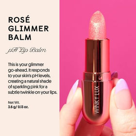 Vanilla scented Glimmer Balm delivers a sweet scent while nourishing lips.