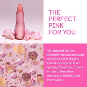 Winky Lux Pink Opal Glimmer Balm color-changing tint adapts to lips.