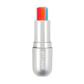 Winky Lux Rainbow Lip Balm cap close-up showing pink glow and hydrating feel