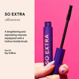 Close-up of Winky Lux So Extra Mascara showing long, lifted lashes.