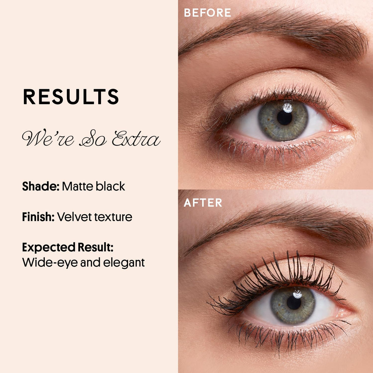 Winky Lux So Extra Mascara matte black pigment for bold eye impact.
