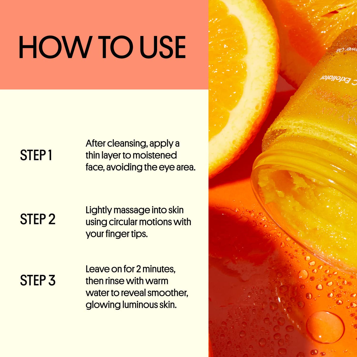 Winky Lux Orange You Bright Exfoliator applied on damp skin during routine