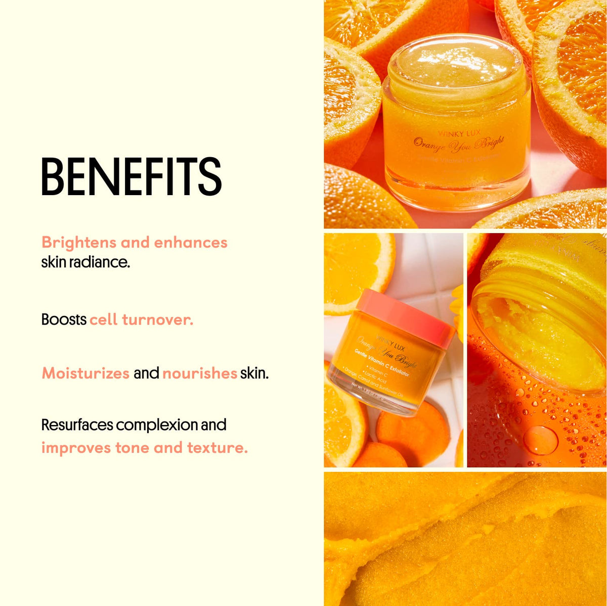 Winky Lux Orange You Bright Exfoliant with orange oil and carrot-seed for nourishing moisture