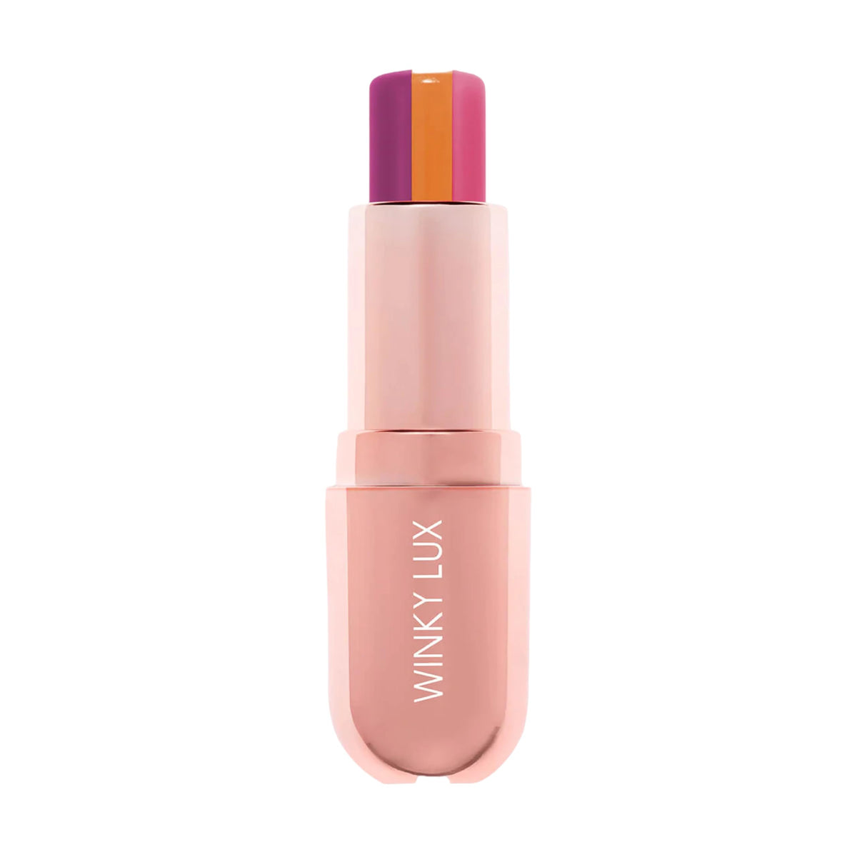 Winky Lux Sorbet Tri-Color Lip Balm shows pink glow for hydrated lips