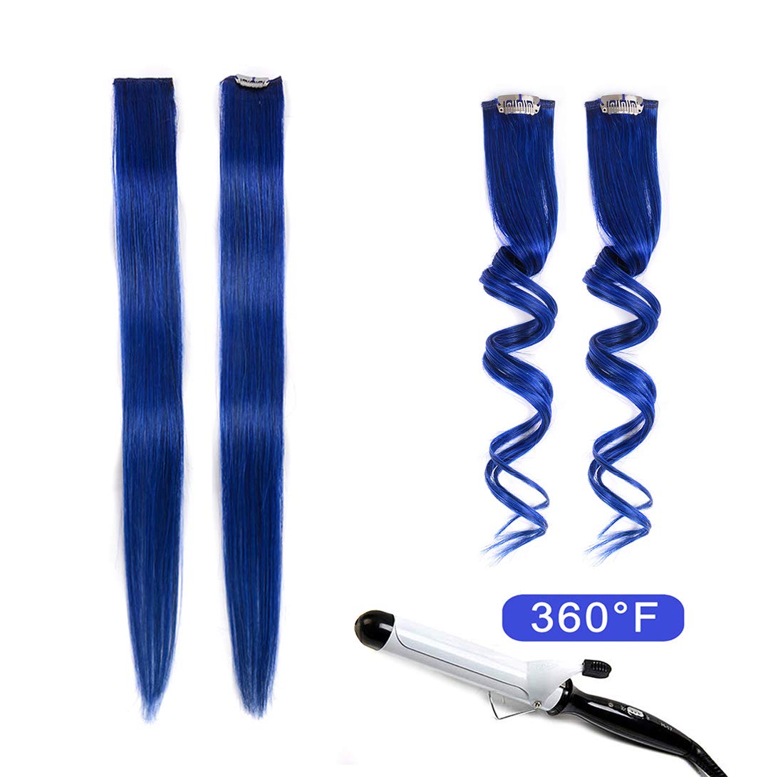 Winsky 5-piece blue clip-in set provides versatile volume and color accents
