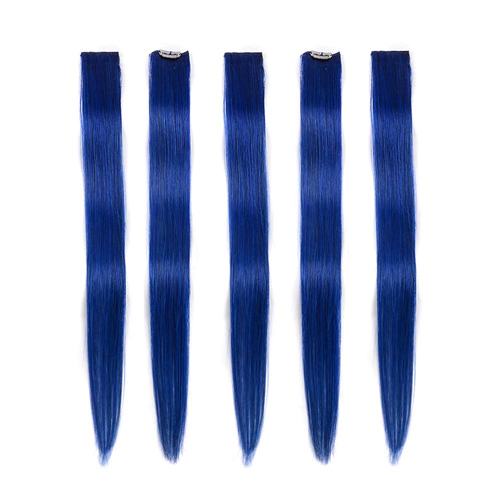 Winsky blue clip-in hair extensions in 18 inches for instant length and vibrant color
