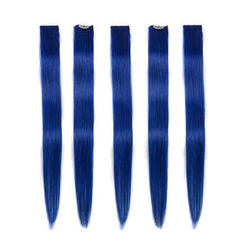 Winsky blue clip-in hair extensions in 18 inches for instant length and vibrant color