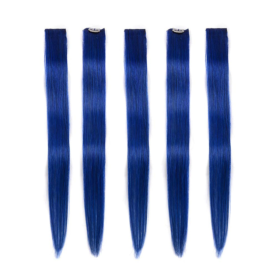 Winsky blue clip-in hair extensions in 18 inches for instant length and vibrant color