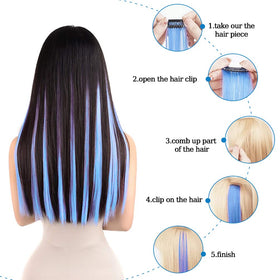 Winsky blue straight highlight clip-in extensions for easy restyle and shine