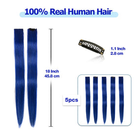 Winsky real human hair clip-in blue extensions blend with natural hair for seamless styling