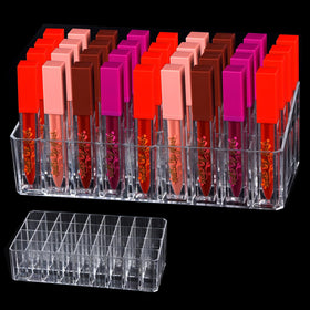 Wiojtry lip gloss holder with 36 slots keeps cosmetics organized and visible.
