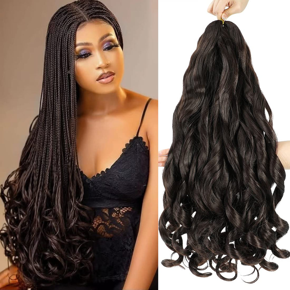 WIPPORYA French curls braiding hair 24 inch pre stretched for fast styling