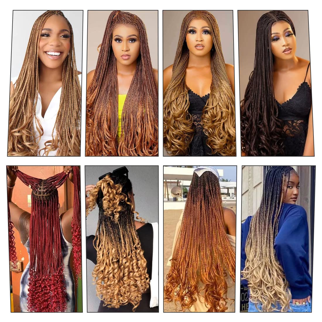 WIPPORYA full head coverage with a six-pack ginger braiding pack.