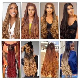 WIPPORYA full head coverage with a six-pack ginger braiding pack.