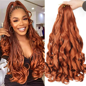 WIPPORYA ginger French curl braiding hair 24in for voluminous protective styles.