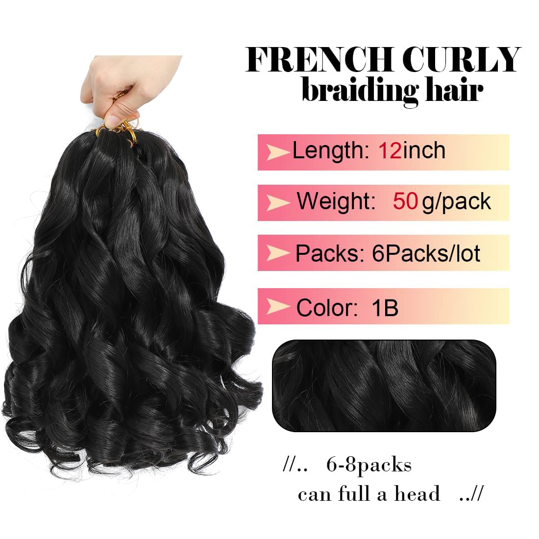 WIPPORYA Loose wave crochet hair 12inch pack6 for effortless styling