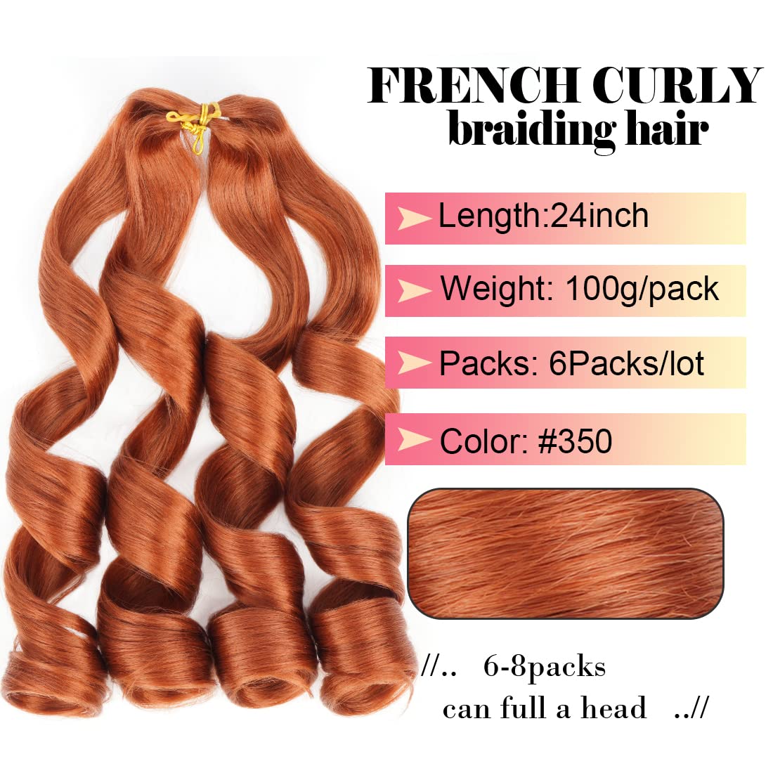 WIPPORYA loose wave ginger ombre braiding hair adds soft texture.