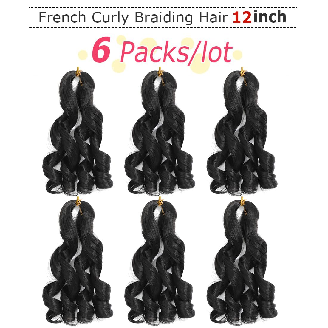 WIPPORYA Prestretched braiding hair 12inch pack6 for fast, natural-looking crochet styles