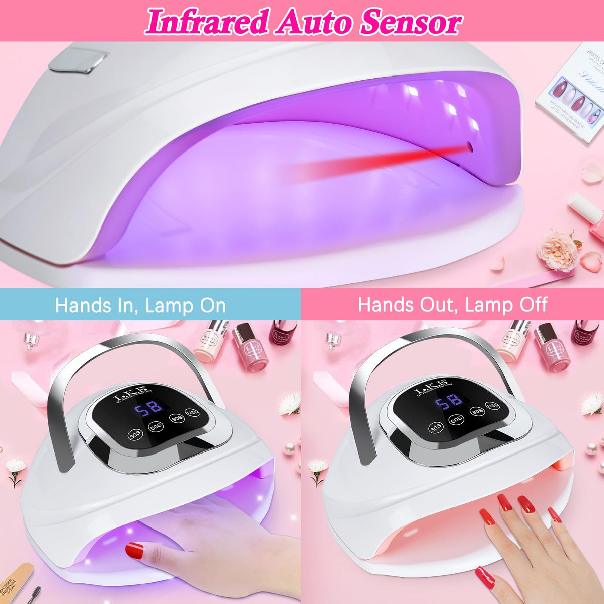 Wisdompark nail dryer with low-to-high temperature mode for comfortable curing