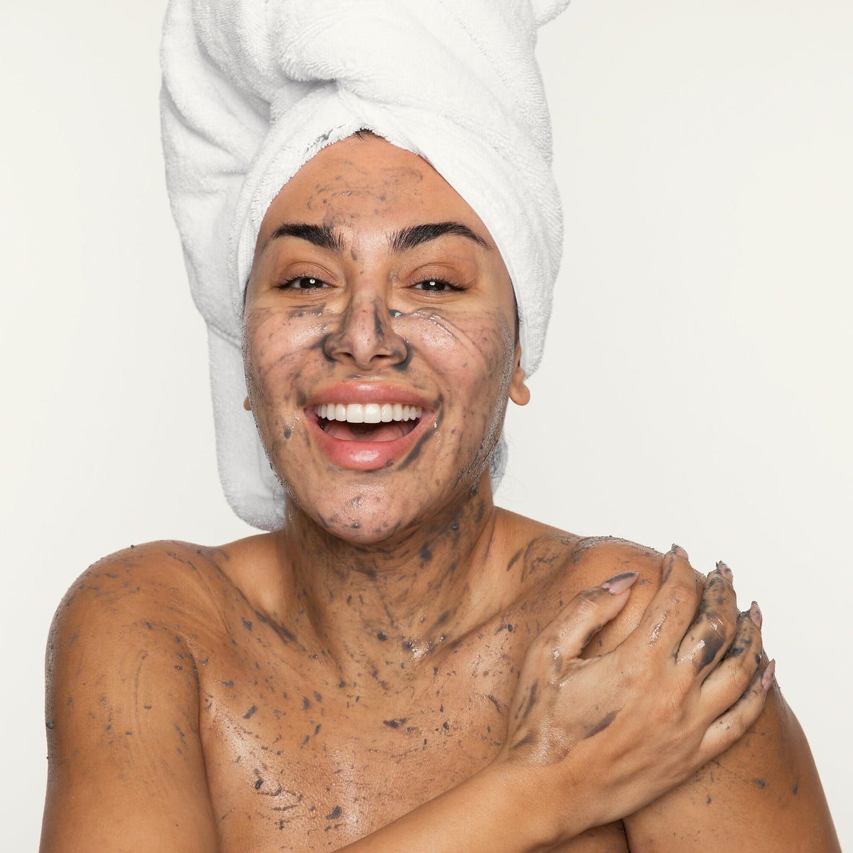 Wishful Yo Detox Charcoal scoop application demonstrates at-home spa ritual