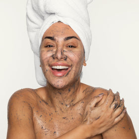 Wishful Yo Detox Charcoal scoop application demonstrates at-home spa ritual