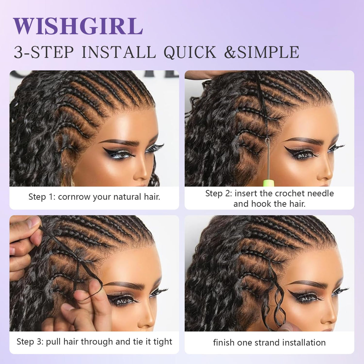 WishGIRL natural black deep wave extensions matching real hair color