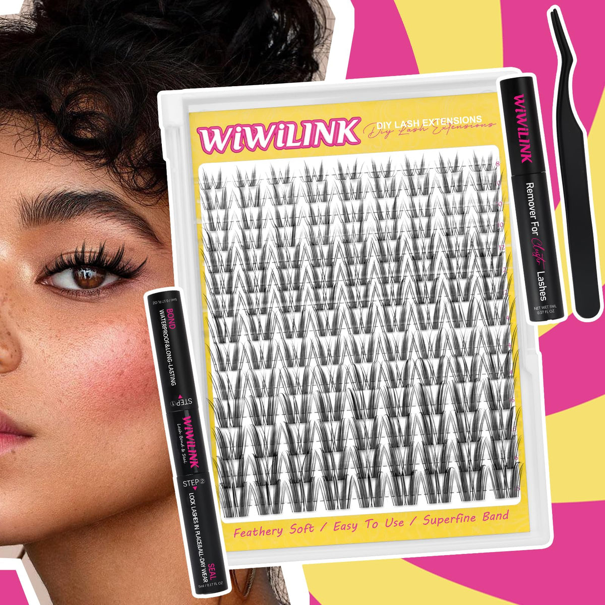 WiWiLINK dramatic spiky lashes close-up for bold evening looks.