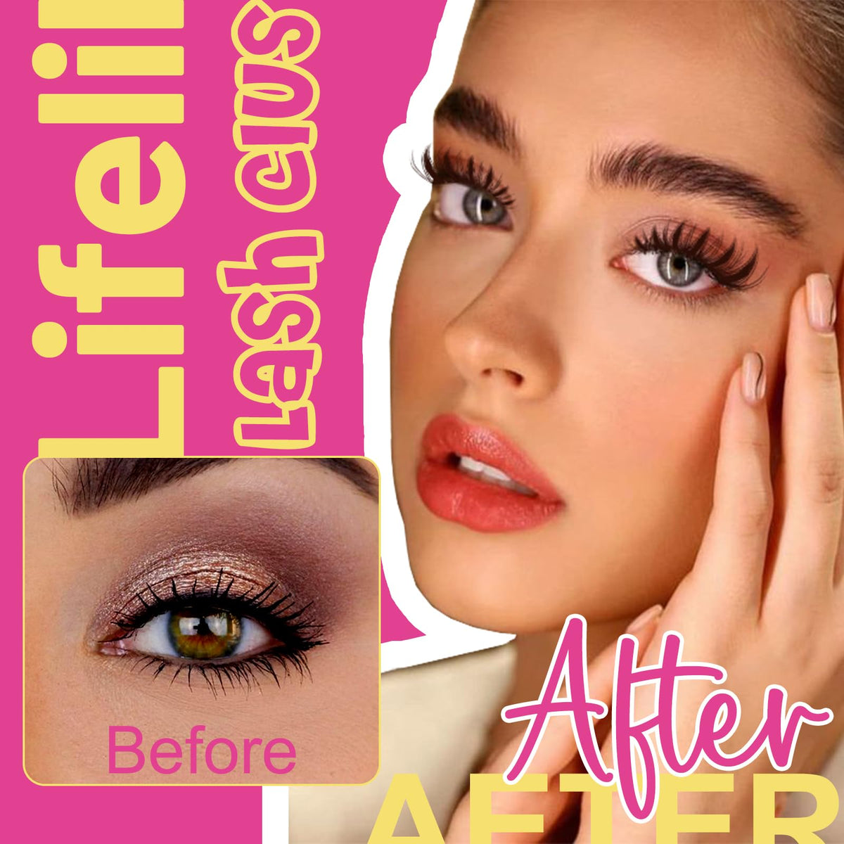 WiWiLINK Manga Lash Clusters fluffy spiky effect on a model's eyes