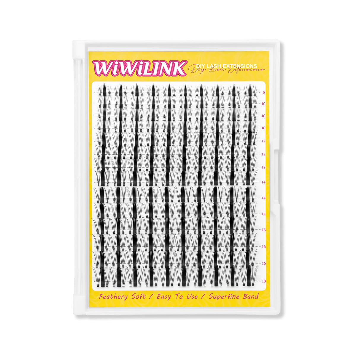 WiWiLINK Manga Lash Clusters tray closeup highlighting soft fibers for natural daily wear