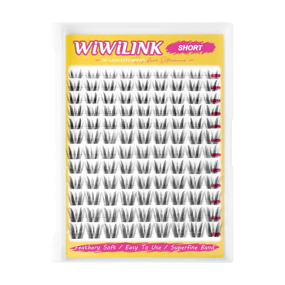 WiWiLINK wispy lash clusters 8-14mm spike lashes for a natural, voluminous look.