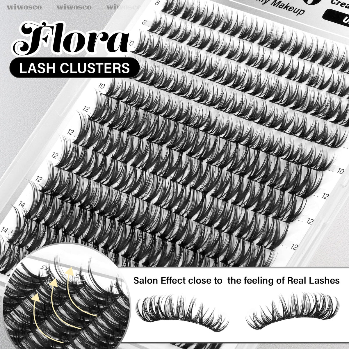 wiwoseo Doll-like eye lash clusters offer a playful, feminine finish.