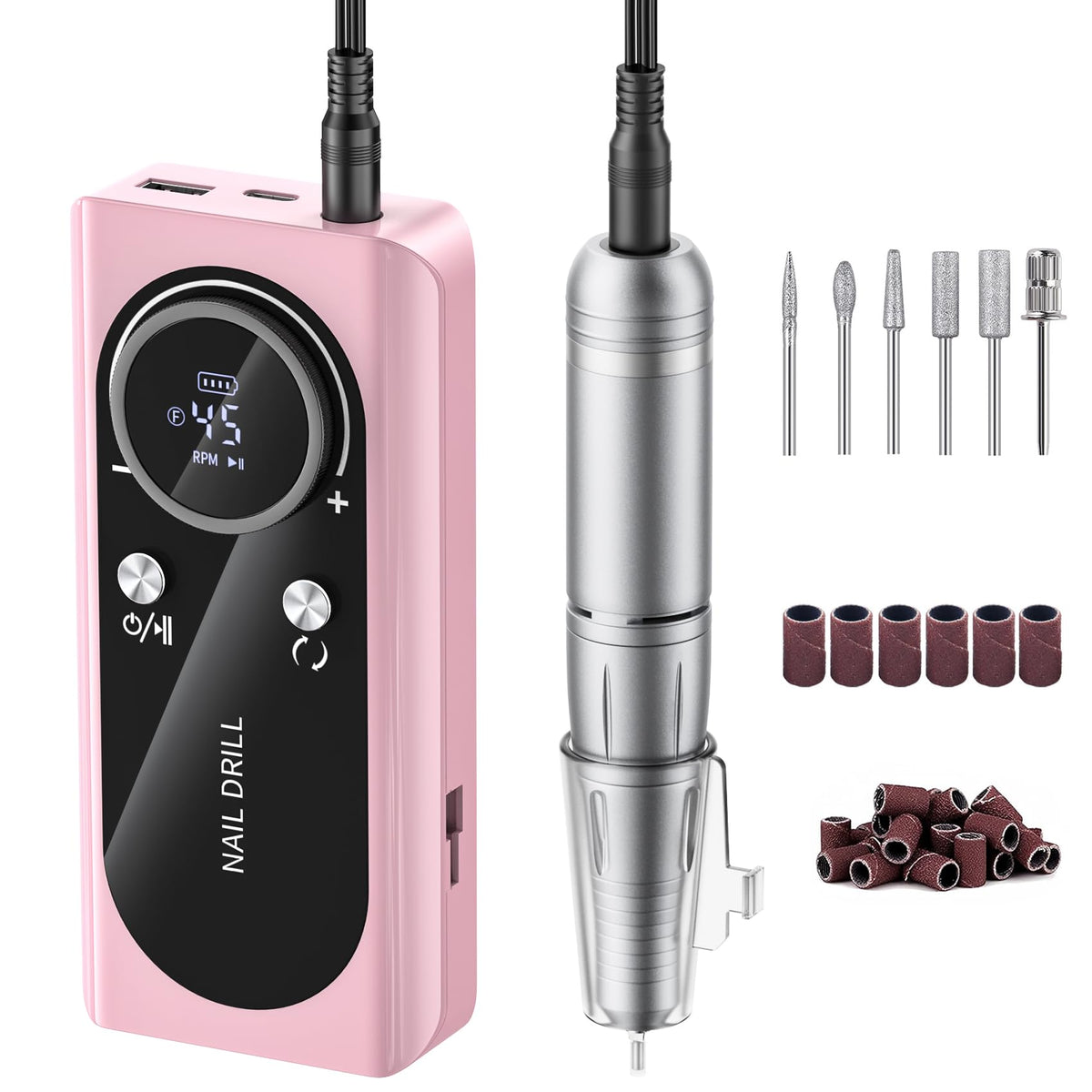 Wiyuam Electric Nail Drill with 45,000 RPM capability for fast removal.