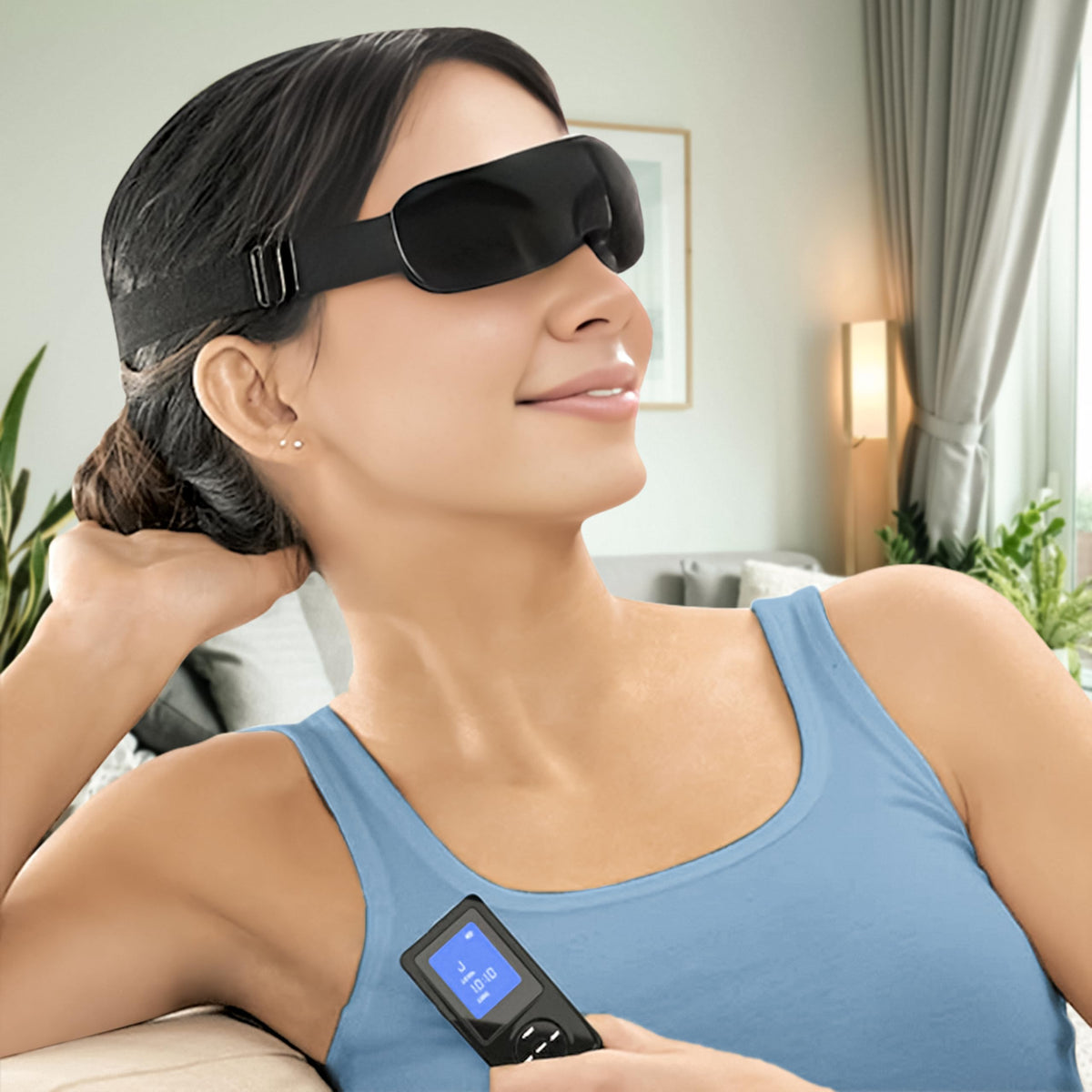 Wizard Research electric heated eye mask in setup, easy to assemble for daily use and travel.
