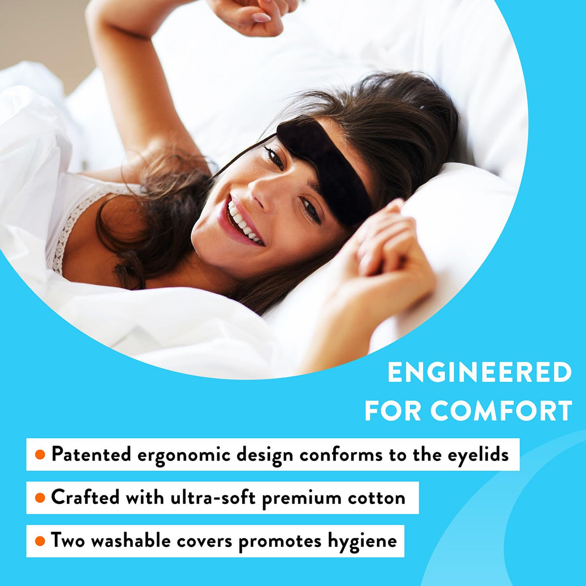 Wizard Research electric heated eye mask worn on face for soothing warmth after long screen time.