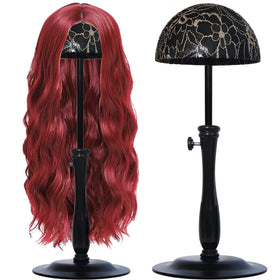 WiZiWi wig stand with iron base offers sturdy support for wigs and hats.