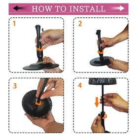 WiZiWi portable travel wig stand fits on desks, dressers, or bedside tables.
