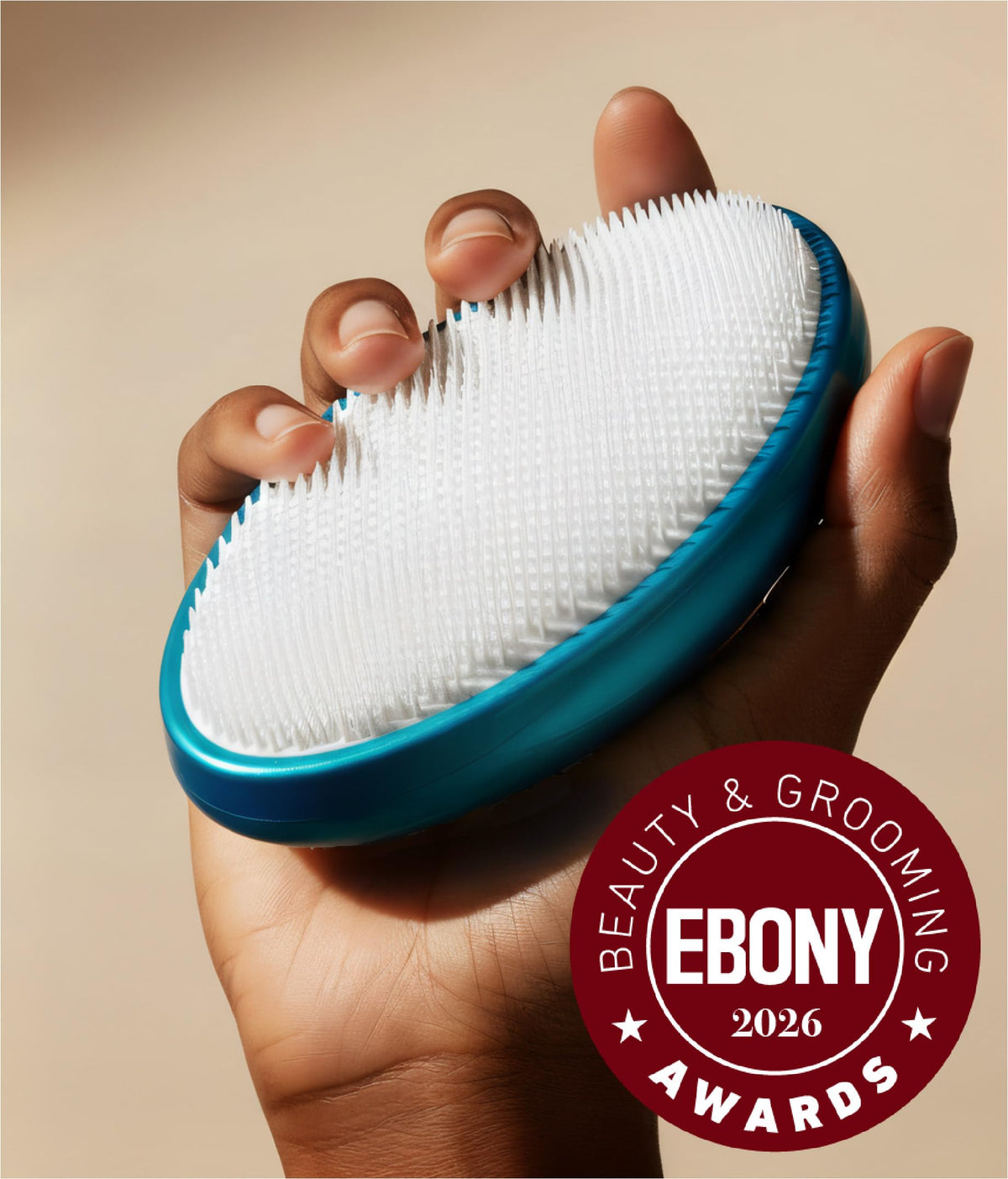 WIZKER Premium Ingrown Hair Brush firm bristles on tough areas for exfoliation.