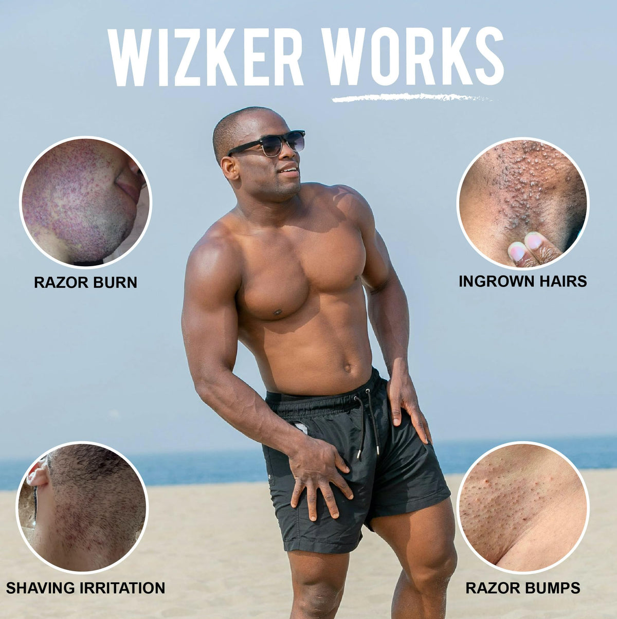 WIZKER Premium Ingrown Hair Brush compact travel-friendly form for on-the-go grooming.