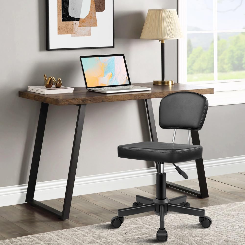 WKWKER rolling stool chair 360° swivel wheels enable smooth movement.