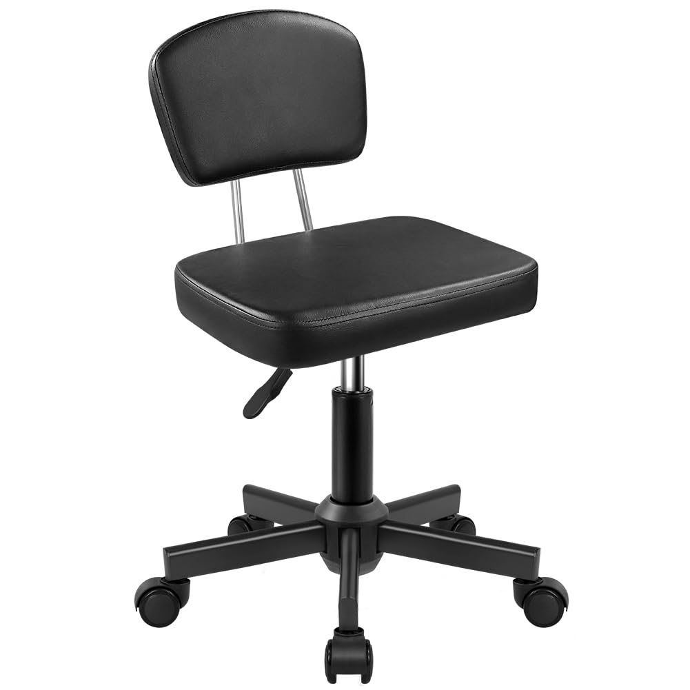 WKWKER rolling stool chair backrest adjustable for ergonomic support.