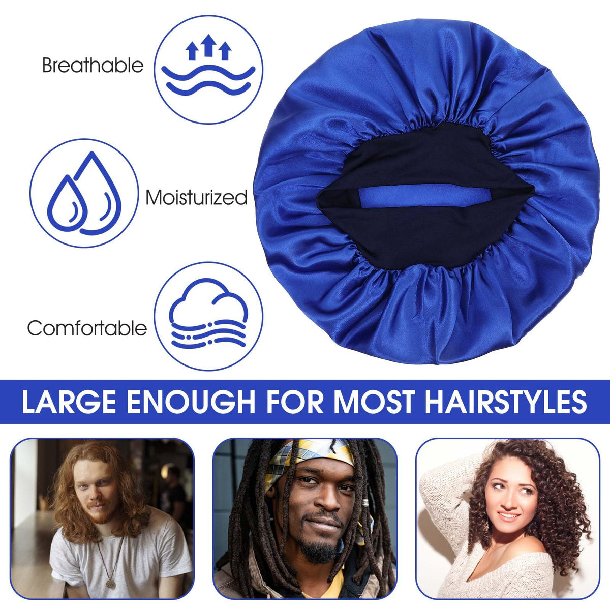 WLLHYF 30 cm satin bonnet covers a full range of hair styles