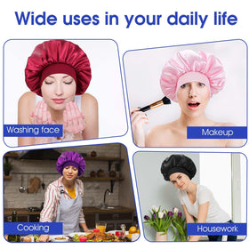 WLLHYF satin bonnet designed for skincare routines to keep hair away from the face